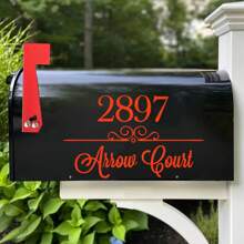 Custom Mailbox Address Label Stickers - PET Material, Personalized House Number And Street Name Decal Set, Weather-Resistant Outdoor Mailbox Numbers Sign, Reflective - Standard & Large Size Options