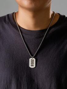 1 Pc Personalized New Stainless Steel Rectangular Nameplate Birth Year Number Necklace For Boys Stainless Steel Age Year Number Necklace Personalized Birthday Gift