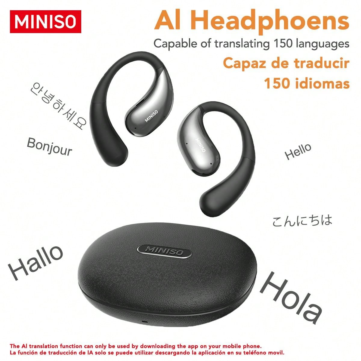 Écouteurs De Traduction MINISO X33 - Traduction En Temps Réel 135 Langues, Bluetooth, Open-Ear