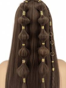 80pcs Mixed Golden Dreadlocks Set, Personalized Street Party Braided Hair Clips Hair Accessories Boho, School Stuff - Gold - View 2