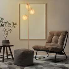 Homasis 3-Globe Floor Lamp W/ Foot Switch & 3 E26 Bulb Bases Sturdy Metal Pole - View 2