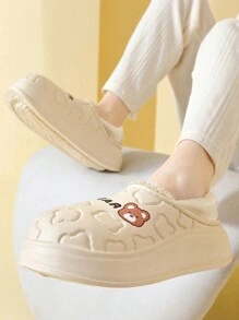 Zapatillas de estar por casa ligeras y cálidas de peluche antideslizantes con decoración de oso de moda
