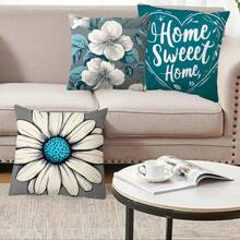 4 Stücke süße Heimat geometrischer Blume Muster Kissenbezug, einfach pastoraler Pfirsich Samt Reißverschluss Kissenbezug für Zuhause, Auto, Schlafzimmer, Wohnzimmer, geeignet für alle Jahreszeiten (Kisseneinsatz nicht enthalten)