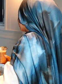 1 件水彩花卉印花柔软编织女士披肩头巾印花围巾，波西米亚风格可与日常服装搭配，适合日常生活/节日祈祷穿情人节面纱衣服