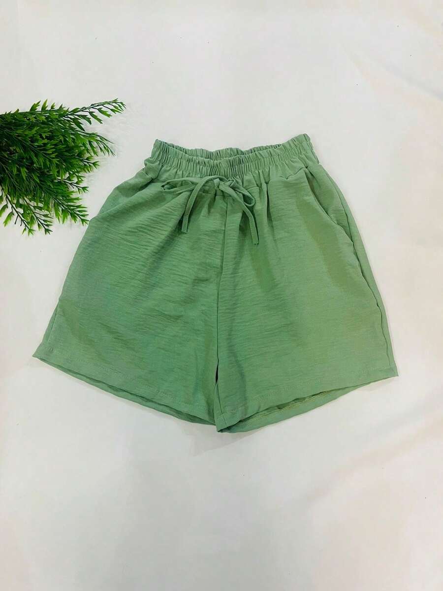 Belala Moda New Women's Shorts With Polka Dot Prints, Pockets And Elastane, Ice Cold Sega Material - 獵人綠 - 查看 1