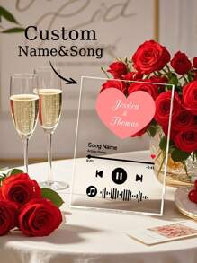 1 pezzo Targa a forma di cuore personalizzata con foto e testo, targa musicale Spotify scannerizzabile, cornice portafoto personalizzata per decorazione domestica, targa acrilica personalizzata con foto e testo, targa con copertina di album musicale, regalo romantico per l'arte musicale, regalo per anniversario, San Valentino, compleanno, matrimonio, festa della mamma, festa del papà, regalo per il migliore amico, regalo per genitori/partner, regalo di laurea - Stile incisione San Valentino e amore 9 (12*16 cm)-Nero - Visualizzare 5