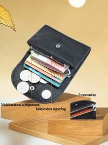 1 Portamonete multifunzionale con texture di litchi, mini portafoglio piccolo con porta carte, in pelle PU morbida