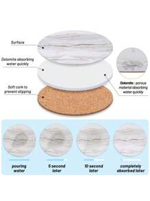 6 Pieces Set Of Marble Ceramic Coasters With Stand - Absorbent Non-Slip Drink Coasters For Home And Bar Decoration, Coffee Table Coasters With Stand, Absorbent Coasters, Marble Style Ceramic Wooden Table Coasters For All Kinds Of Cups - Multicolor - View 5