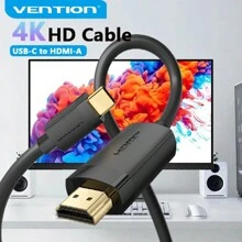 VENTION 4K USB C 转 HDMI 线，仅 Type-C 转 HDMI，支持 &HDCP 2.2 音频和 3D 视频同步，兼容显示器、投影仪、平板电脑、手机、笔记本电脑、电视 - 黑色 - 查看 2