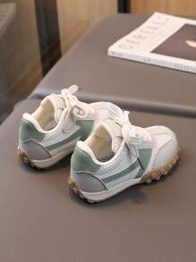 1 par de zapatos deportivos casuales cómodos, con malla transpirable y de moda para niños, para primavera/verano