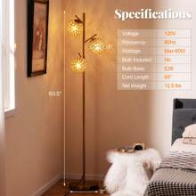 Homasis 3-Globe Floor Lamp W/ Foot Switch & 3 E26 Bulb Bases Sturdy Metal Pole - View 3