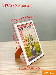 3pcs Wooden Frame Beech Painting Frames, Home Decoration Material, Excluding Posters Gifts Birthday Graduation - Multicolor - View 6