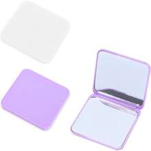 PYAIOVR 2 Stück Kompakter Make-up Spiegel mit 15X Vergrößerung für unterwegs Kleiner Taschenspiegel faltbar und tragbar Lila Beige