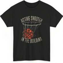 Active Shooter T-Shirt, Tee Funny Meme - Black - View 1