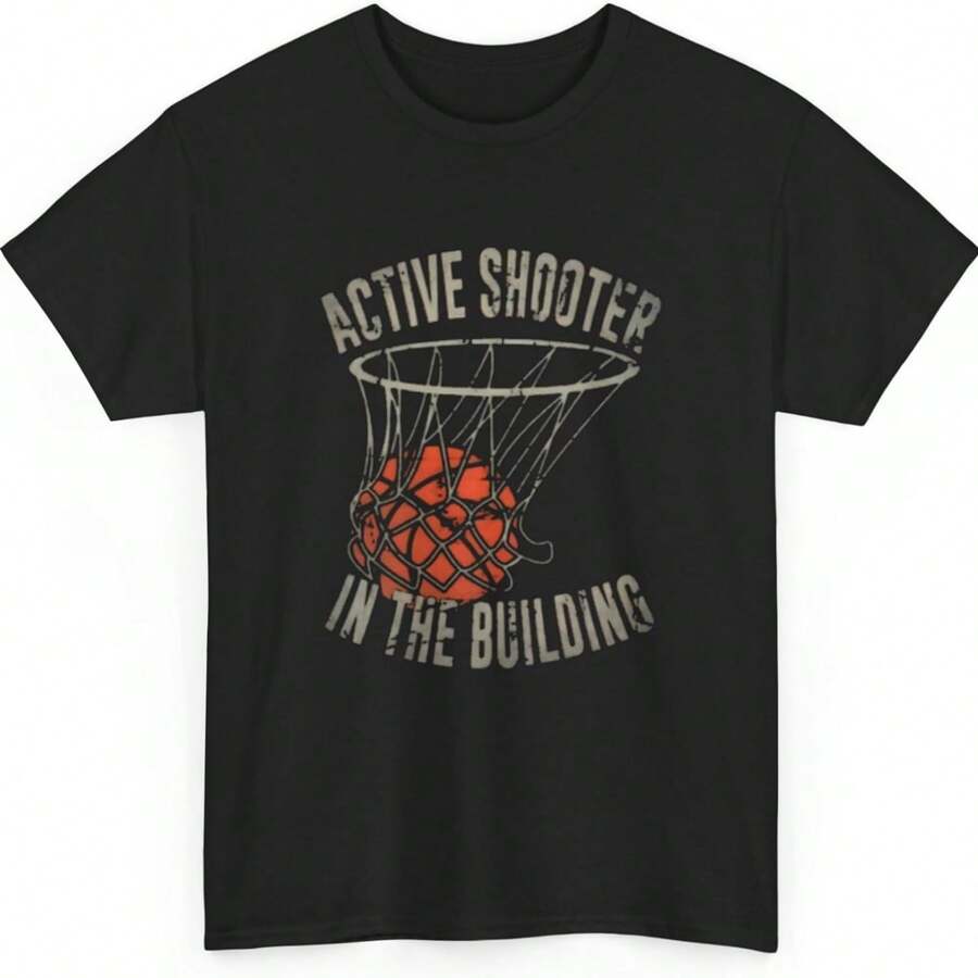 Active Shooter T-Shirt, Tee Funny Meme - Black - View 1