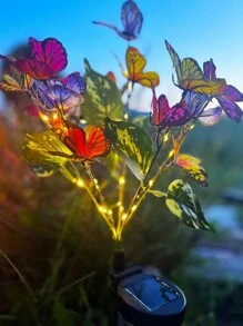 1 件逼真的蝴蝶太阳能地桩灯，防水户外装饰草坪灯，适用于节日家庭花园派对，适用于餐厅、咖啡厅、婚礼、公园景观 - 暖光 - 查看 9