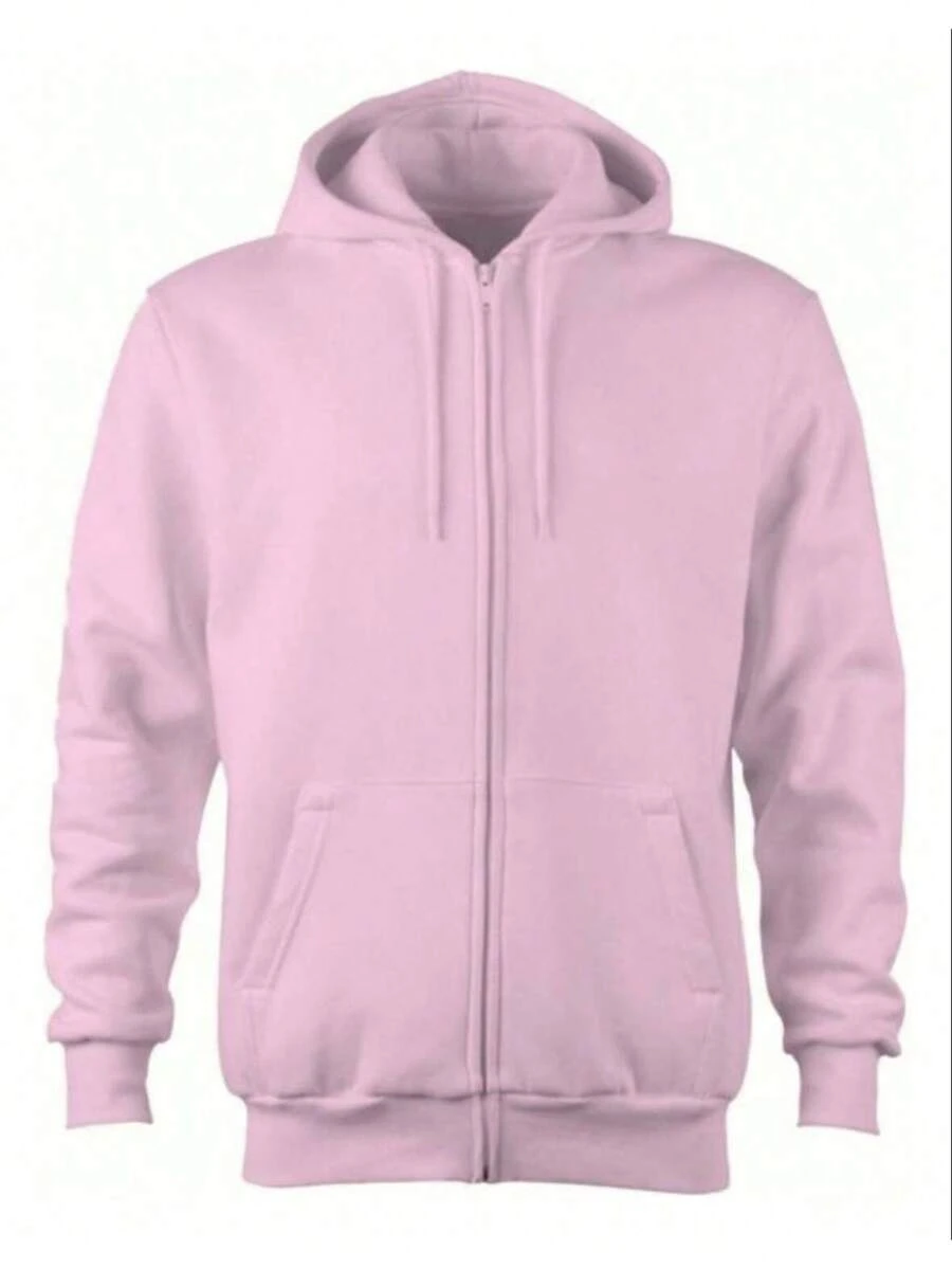 Comfortable Men's And Women's Zipper Sweatshirt - 淺粉色 - 查看 1