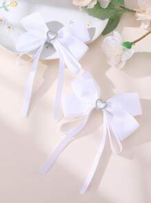 2件/12件女孩蝴蝶结和心形设计发夹套装
