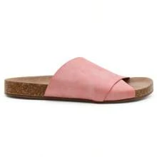 Women's Cork Footbed Slide Comfortable Cross-Strap Flat Casual Sandals - 臉紅色 - 查看 2