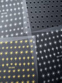3D Star Nails Art Stickers Starlight Stylish Y2K Styles Self Adhesive Decals Nail Sliders Black White Golden Silvery Stickers For Women Girls Luxury Manicure Decoration
