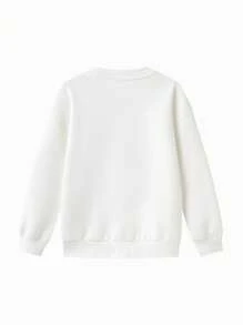 Balabala 男孩寬鬆運動衫，長袖休閒春季上衣 - 本白 - 查看 2