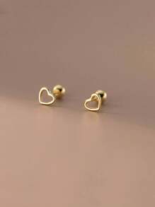 SENLANSP 1 par de aretes tipo earcuff con corazón hueco, aretes de tornillo retorcido para hueso de la oreja