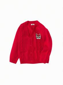 Balabala Chaqueta de punto casual con bordado de dibujos animados para niños, para otoño/invierno