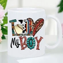 1pc Love My Boy Ceramic Coffee Mug - Insulated, Reusable, Hand Wash Only - Ideal For Birthdays, Holidays, Christmas, New Year, Valentine'S Day - White Mug - 11OZ - View 1