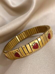 1pc Vintage Stretch Elastic Bracelet Enamel Fruits Wristband Bangle For Women Stainless Steel Bracelet Valentine Birthday Jewelry Gifts,Mom,Mother,Mother's Day,Gift