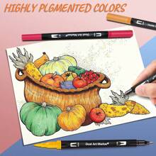 1 Set Of 168 Colors Marker Pens, Dual-Tips Colored Drawing Pens For Painting, Student Art Supplies Back To School