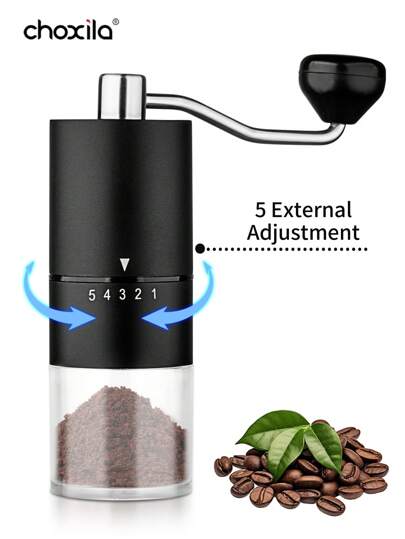 choxila 1pc Manual Coffee Grinder, Portable Coffee Grinder, Coffee Beans Grinder, Capacity 28g Ceramic Conical Burr External Adjustable Setting Coffee Grinder Back To School
