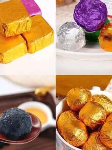 100PCS Gold Aluminum Foil Wrappers, For Chocolate Candy Packaging,DIY Party Wedding Birthday Christmas Accessories, Lollipop Card Decorations
