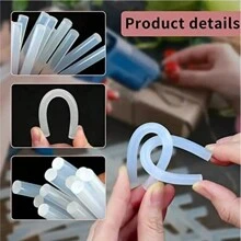 20 piezas de barras de pegamento transparente ultra claro, adhesivo suave y transparente, inodoro, resistente, compatible con la mayoría de las pistolas de pegamento, para manualidades DIY, carpintería, plástico, accesorios de herramientas, herramientas de manualidades navideñas, artesanías hechas a mano, colores y estilos aleatorios