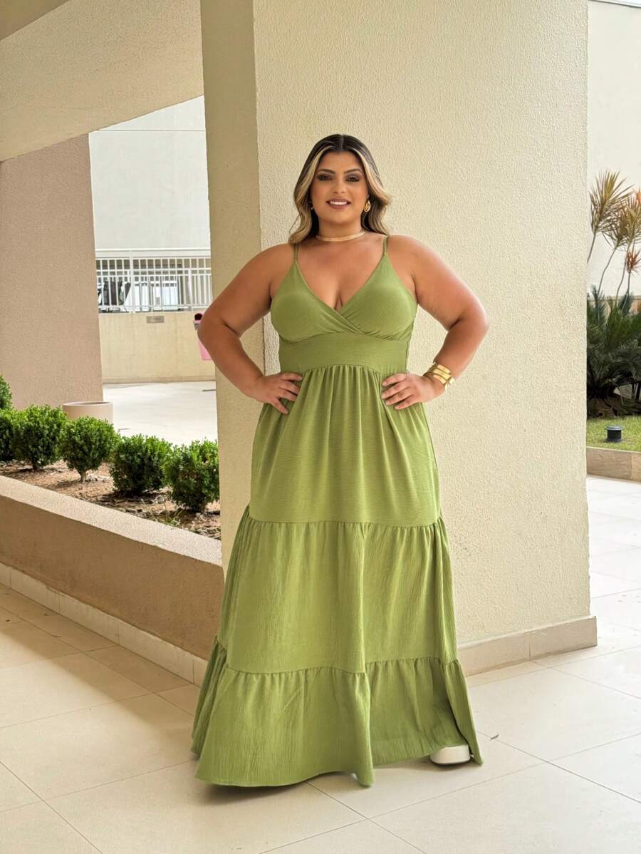 Plus Size Dresses - Dark Green - View 1