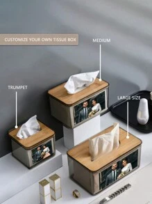 Custom Photo DIY Pattern Creative Paper Box DIY European Desktop Storage Box Home Wooden Napkin Box Multi-Functional Storage Box, Suitable For Holiday Gift Festival/Father Day/Thanksgiving/Teacher's Day/Valentine's Day Gift, Suitable For Office, Bathroom, Bedroom, Living Room, Tea Room, Coffee Table, Living Room Outdoors, Etc.