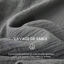 Parure de lit double en mousseline de coton gris foncé 140x200, 1 housse de couette & 1 taies d'oreiller 80x80