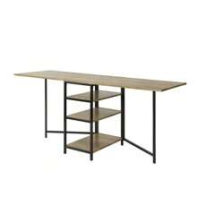 SoBuy FWT62-N, Modern Industrial Design Folding Dining Table With 3 Shelves, Kitchen Dining Room Table, Folding Table - Brown - View 4