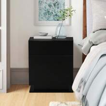 TUKAILAi Bedside Table With 3 Drawers, White Storage Nightstand High Gloss Front Bed Cabinet For Living Room Bedroom Furniture - màu đen - Xem 1
