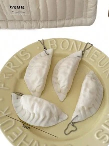 1pc Creative Cute Simulated Dumpling Squishy Toy, Stress Relief Fidget Toy, Student Gift, Hanging Decor - White - View 6