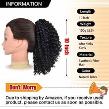 Belle Show 10英寸短款蓬松非裔卷发假发，抽绳发髻发片，合成卷发接发 - 彩色 - 查看 11