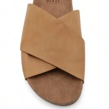 Women's Cork Footbed Slide Comfortable Cross-Strap Flat Casual Sandals - Lạc đà - Xem 1