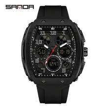 SANDA. SANDA Hot 6157 Tonneau Dial Digital Watch For Men Military Army Sport Wristwatch Man Silicone Multifunctional Waterproof Male LED Clock - one-size - View 16