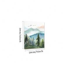 1 Pc Framed Watercolor Green Forest Tree Mountain Range Nature Wall Art Canvas Poster Painting Wall Decor For Bedroom Living Room