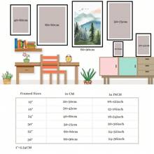 1 Pc Framed Watercolor Green Forest Tree Mountain Range Nature Wall Art Canvas Poster Painting Wall Decor For Bedroom Living Room