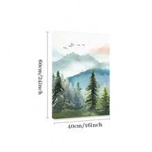 1 Pc Framed Watercolor Green Forest Tree Mountain Range Nature Wall Art Canvas Poster Painting Wall Decor For Bedroom Living Room