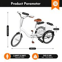 kangten 20" Dreirad für Erwachsene 20 Zoll Dreirad für Erwachsene Senioren Damen Männer Multifunktionale Fahrrad Kreuzfahrrad mit Einkaufsaufbewahrungskorb