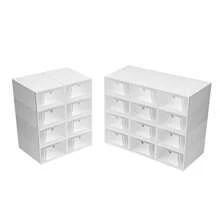 20Pcs Clear Plastic Shoe Storage Boxes, Drawer Stackable Foldable Heart-Shape Gift, PP Material, Simple, Modern Style, 20x Large Foldable Plastic Shoe Storage Boxes - White - View 9