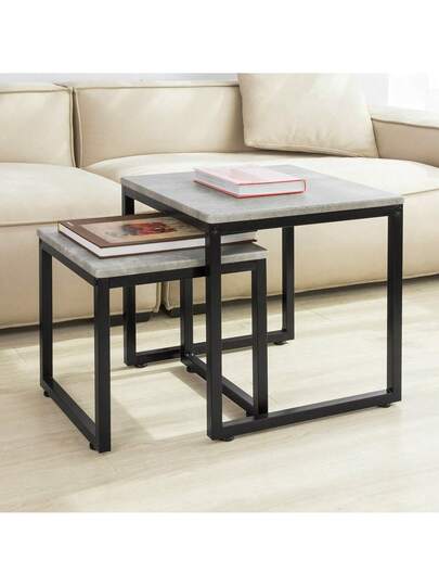 SoBuy FBT42 HG, Nesting Tables, Set Of Coffee Tafel Side End Table, Grijs Zwart view 6