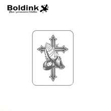 Boldink Non-Permanent Tattoo - Design With Praying Hands And Cross, New Tattoo Design, Tattoo Sticker Lasts 1-2 Weeks, Detailed Tattoo Design, No Shine, Excellent Choice For Temporary Tattoos, For Men - Black - View 3