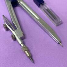 KIT Compasso com Réguas Borracha e Grafite Conjunto Desenho Compasso Escolar Esquadro Transferidor - Compasso Simples - Visão 7